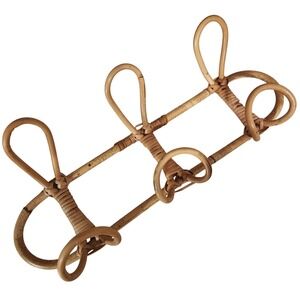 Rattan Wall Hook 3 Tier Hanging Organizer Boho Entryway Decor